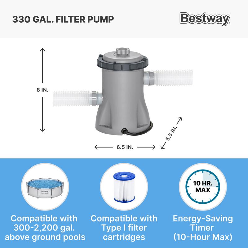 Piscina redonda desmontable Bestway Steel Pro MAX para exteriores con bomba, de 30 a 42 pulgadas de profundidad