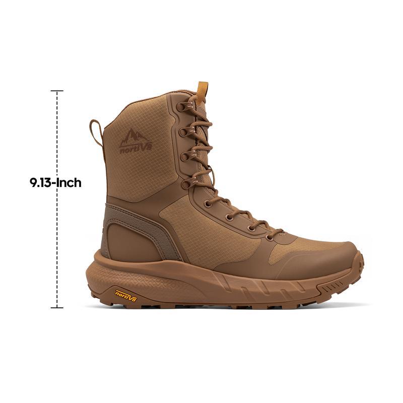 Botas tácticas militares para hombre, de 8 pulgadas, con punta redonda y cierre de cordones, ligeras, cómodas para trabajar todo el día, con cremallera lateral, para motociclistas, combate, senderismo, duraderas, negras, con protección y soporte, para ext