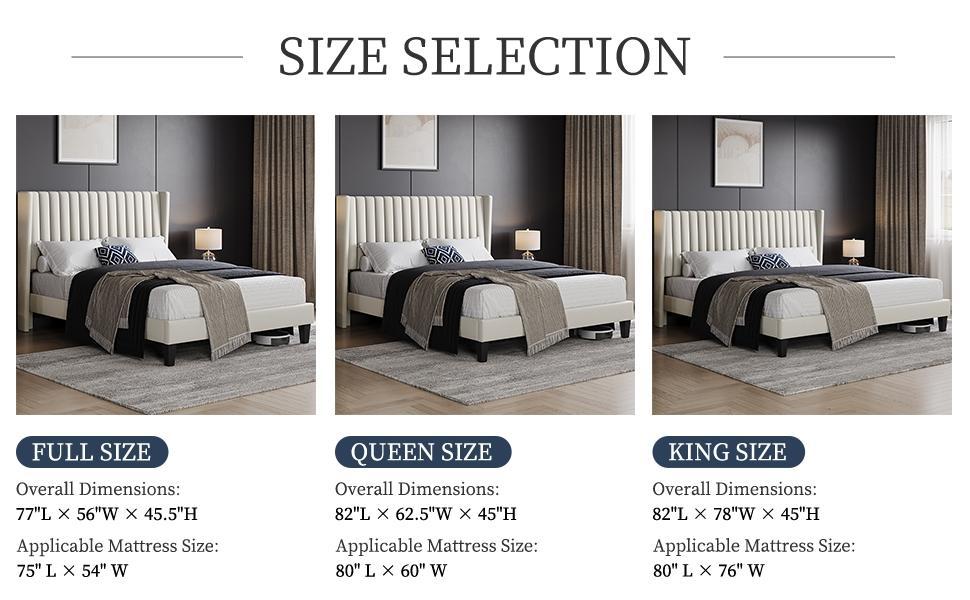 Yaheetech Linen Fabric /Velvet Upholstered Bed Frame Full/Queen/King with Wooden Slat Support, No Box Spring Needed, Durable Construction, Easy Assembly Furniture Bedroom Beige Headboard