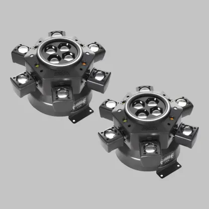 Luces DJ con cabeza móvil para fiestas – LED RGBW 6 en 1, 6 brazos, compatible DMX-512 y activación por sonido