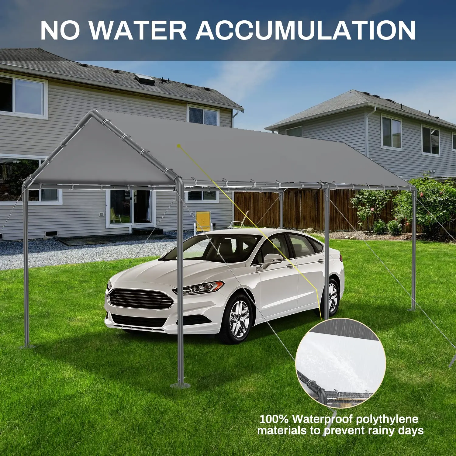 Cochera exterior de 10x20 pies, carpa resistente para vehículos, garaje portátil con dosel y cobertizo de almacenamiento, refugio para automóviles, carpa multiestacional con lona protectora, protección contra el viento para fiestas y embarcaciones, resist