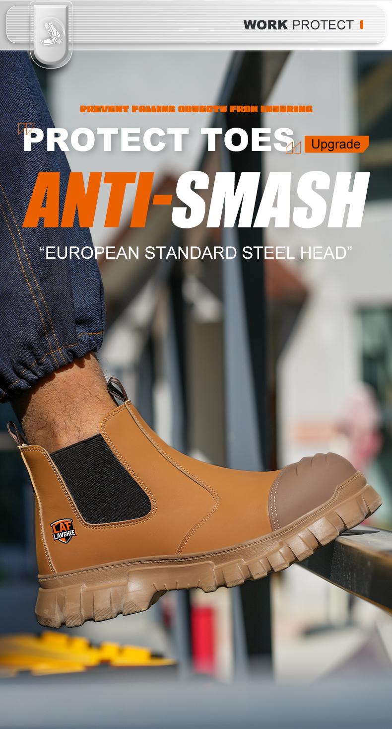 Lightweight steel toe brown anti slip work shoes - splash proof, smash proof, puncture proof, breathable safety shoes Lightweight steel toe brown anti slip work shoes - splash proof, smash proof, puncture proof, breathable safety shoes