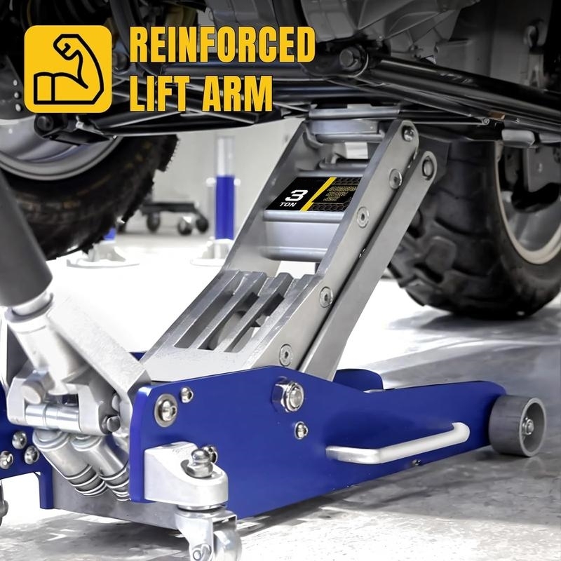 3-Ton Aluminum Racing Floor Jack, Ultra-Lightweight, Quick-Lift Dual Pump, Low Profile, 6,600-lb Capacity