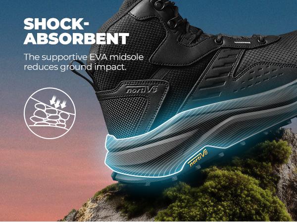 NORTIV 8 Men's Wide Toe Box Hiking Boots Waterproof Outdoor Trekking Camping Shoes for Plantar Fasciitis Bunion with Durable Craftsmanship & Comfortable EVA Midsole 5mm Heel-To-Toe-Drop