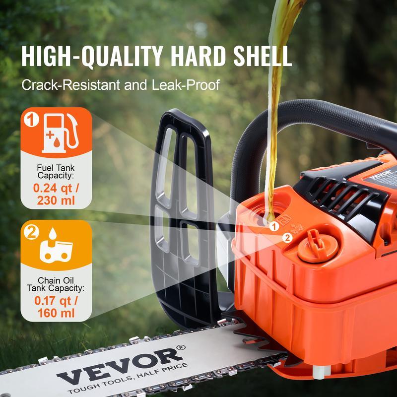 VEVOR Gas Chainsaw, Various specifications, Gasoline Powered Chain Saw, Handheld Cordless Petrol Chainsaws for Tree Wood Branch Cutting, Tree Trimming, Land Clearing, Farm Garden Ranch Forest Cutting Use