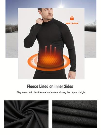 Paquete de 5 camisetas térmicas de cuello alto para hombre, camisetas de compresión de manga larga con forro polar, camisetas interiores de capa base, ofertas para ti.