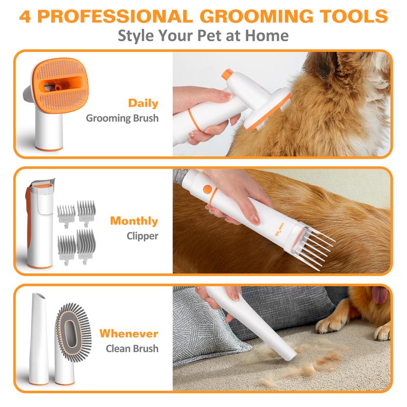 Kit de Aseo para Mascotas PAWING con Aspiradora, Herramientas Profesionales Todo en Uno para Perros y Gatos – Aspiradora Silenciosa para Mascotas con Taza de Polvo de Gran Capacidad 2L para Pelo Suelto