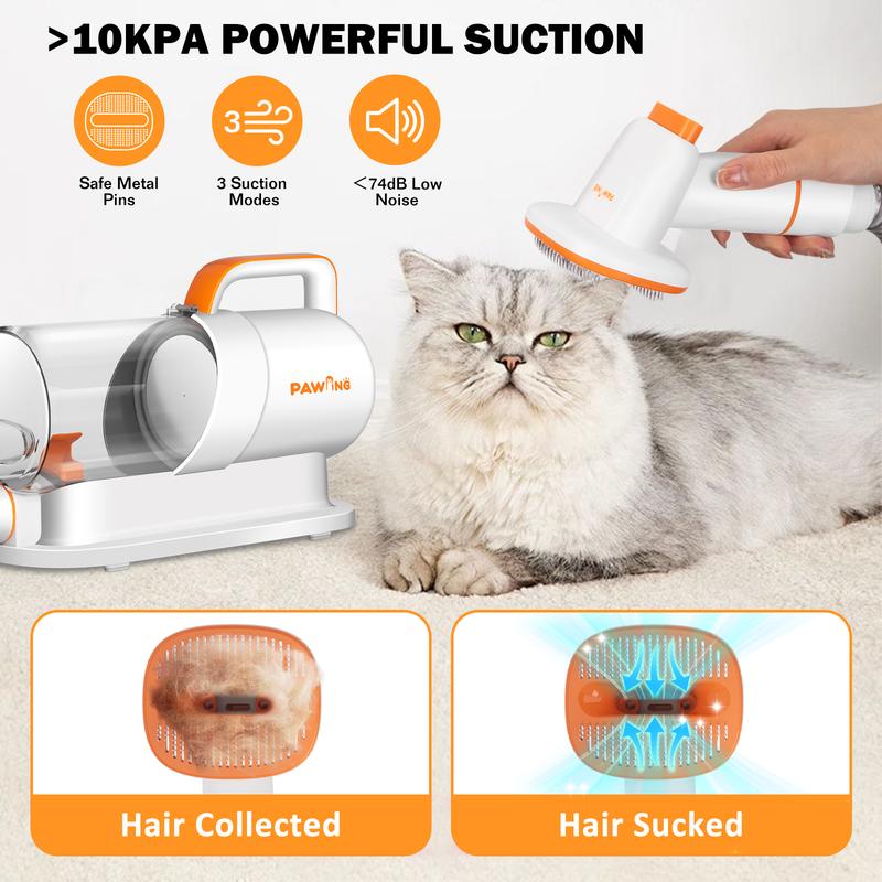 Kit de Aseo para Mascotas PAWING con Aspiradora, Herramientas Profesionales Todo en Uno para Perros y Gatos – Aspiradora Silenciosa para Mascotas con Taza de Polvo de Gran Capacidad 2L para Pelo Suelto