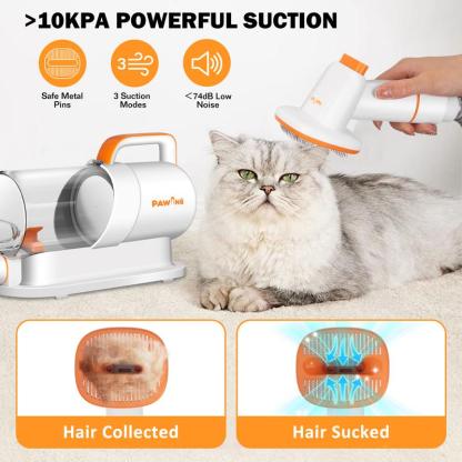 Kit de Aseo para Mascotas PAWING con Aspiradora, Herramientas Profesionales Todo en Uno para Perros y Gatos – Aspiradora Silenciosa para Mascotas con Taza de Polvo de Gran Capacidad 2L para Pelo Suelto