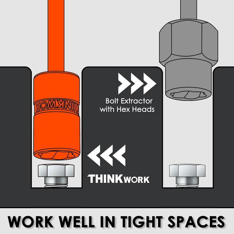 Juego Mejorado de Extractores de Pernos THINKWORK, 32 Piezas – Removedor de Pernos y Tuercas con Impacto, Eliminador de Tuercas Dañadas, Congeladas o Oxidadas, Universal
