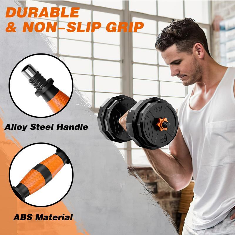 Juego de Pesas Ajustables, Set de 44/66/88 lbs, Uso como Mancuernas, Barra, Kettlebell y Pesas para Flexiones, Equipo de Ejercicio Multifuncional para Gimnasio en Casa