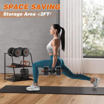 Juego de Pesas Ajustables, Set de 44/66/88 lbs, Uso como Mancuernas, Barra, Kettlebell y Pesas para Flexiones, Equipo de Ejercicio Multifuncional para Gimnasio en Casa