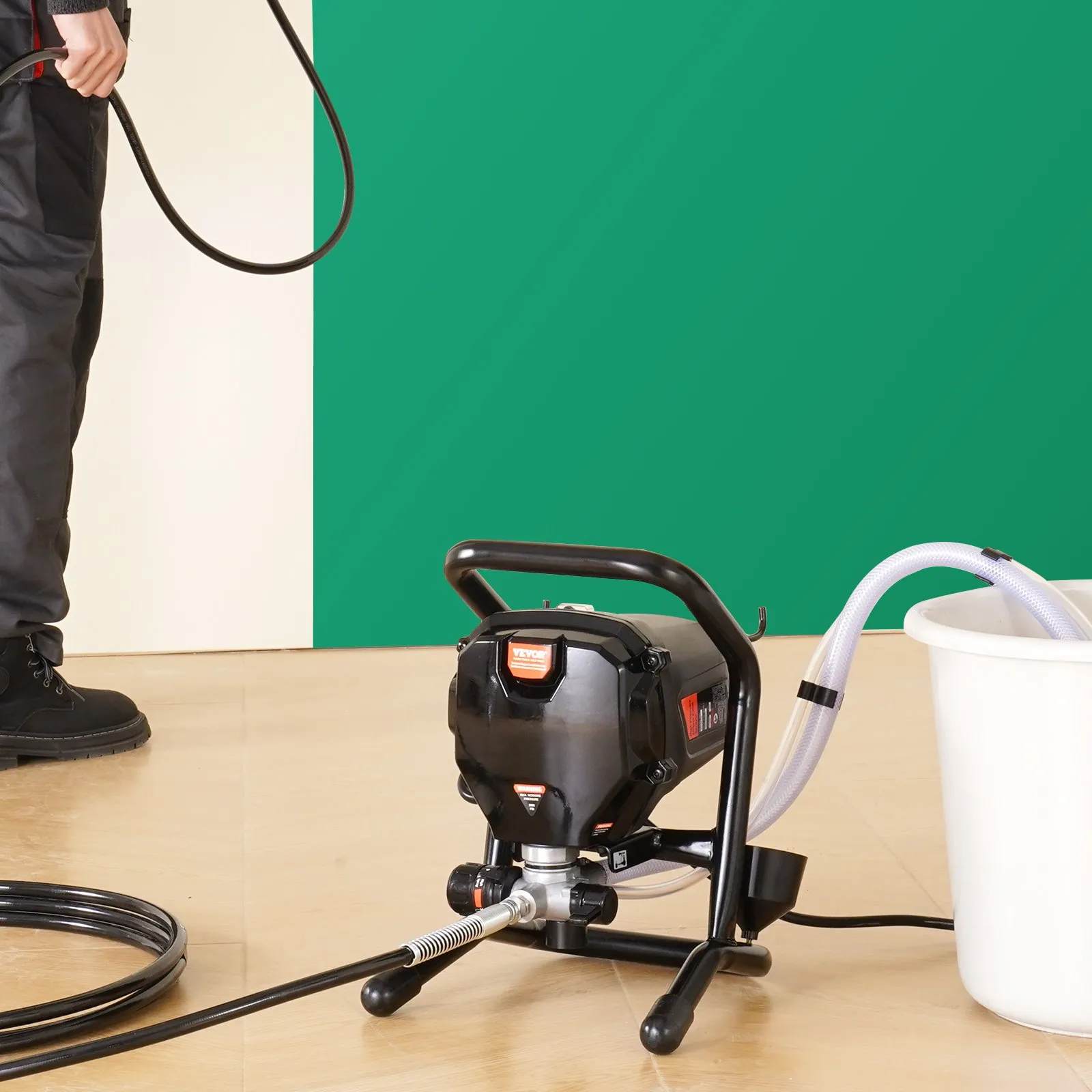 Pulverizador de Pintura Sin Aire de Pie 3000PSI 750W para Interiores y Exteriores del Hogar, Muebles y Cercas, TikTokShopBlackFriday, Pulverizador de Pintura de Mano con Manguera