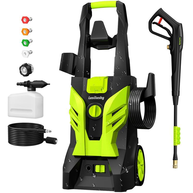 Hidrolavadora de Alta Presión 2300 PSI 2.5 GPM, con 4 Boquillas y Cañón de Espuma para Lavar Autos, Limpieza del Hogar y Riego de Jardín, Regalo Perfecto