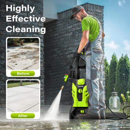 Hidrolavadora de Alta Presión 2300 PSI 2.5 GPM, con 4 Boquillas y Cañón de Espuma para Lavar Autos, Limpieza del Hogar y Riego de Jardín, Regalo Perfecto