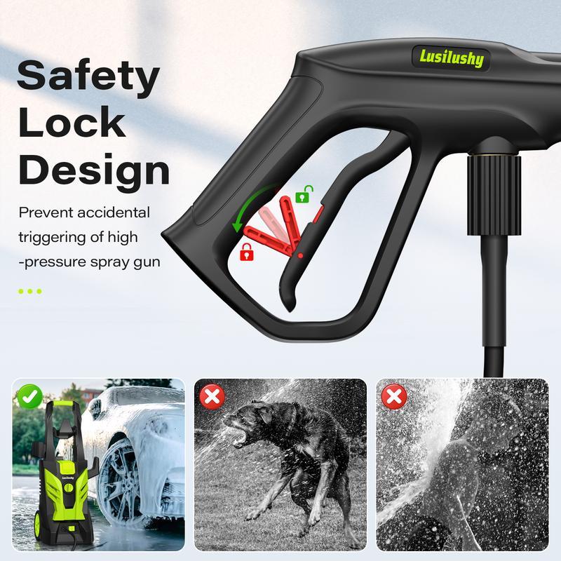 Hidrolavadora de Alta Presión 2300 PSI 2.5 GPM, con 4 Boquillas y Cañón de Espuma para Lavar Autos, Limpieza del Hogar y Riego de Jardín, Regalo Perfecto