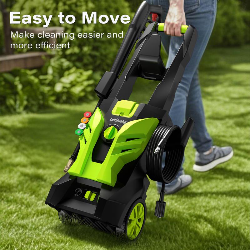 Hidrolavadora de Alta Presión 2300 PSI 2.5 GPM, con 4 Boquillas y Cañón de Espuma para Lavar Autos, Limpieza del Hogar y Riego de Jardín, Regalo Perfecto