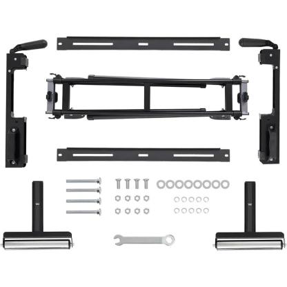 Soporte para Sierra Ingletadora GARVEE con Capacidad de 440 lbs, Riel Deslizante de Hasta 76-4/5'', Estructura de Acero Antióxido, Diseño Plegable y Portátil, Compatible Universal para Carpintería, Incluye Caja de Herramientas