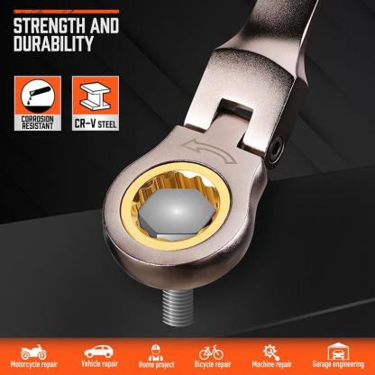 Juego de Llaves Combinadas con Carraca de Cabeza Flexible HORUSDY | Métrico y SAE | Llaves de Trinquete con Organizador | 72 Dientes | Acero Cromo Vanadio, Ideal como Regalo de Navidad