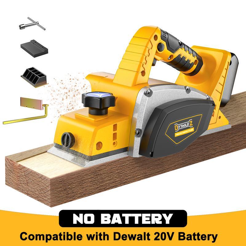 Cepillo Eléctrico Inalámbrico 3-1/4” Compatible con Batería Dewalt 20V (¡Batería No Incluida!) – 15000 RPM, Ideal para Carpintería, Madera y Proyectos DIY en Casa