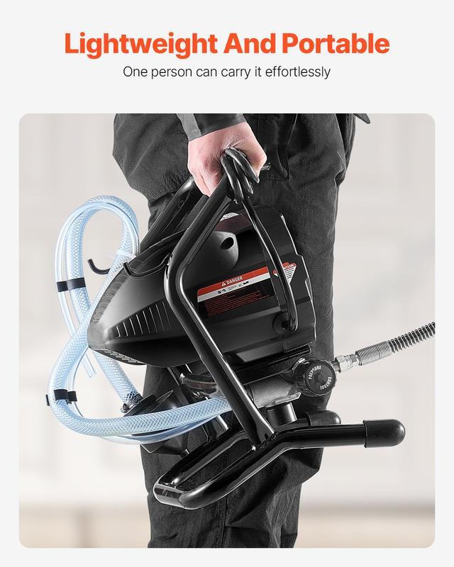 Rociador de Pintura Airless VEVOR – 3000 PSI, 650W, Eléctrico y Eficiente, Para Interiores, Exteriores, Muebles y Cercas – Portátil con Acabado Fino y Uniforme