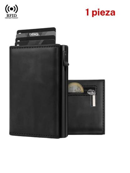 Billetera Slim para Hombre con RFID – Porta Tarjetas de Crédito, ID y Banco, Estuche de Metal de Aluminio, Minimalista y Inteligente, Monedero para Todas las Estaciones