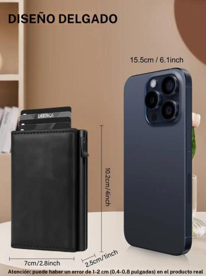 Billetera Slim para Hombre con RFID – Porta Tarjetas de Crédito, ID y Banco, Estuche de Metal de Aluminio, Minimalista y Inteligente, Monedero para Todas las Estaciones