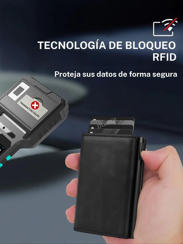 Billetera Slim para Hombre con RFID – Porta Tarjetas de Crédito, ID y Banco, Estuche de Metal de Aluminio, Minimalista y Inteligente, Monedero para Todas las Estaciones