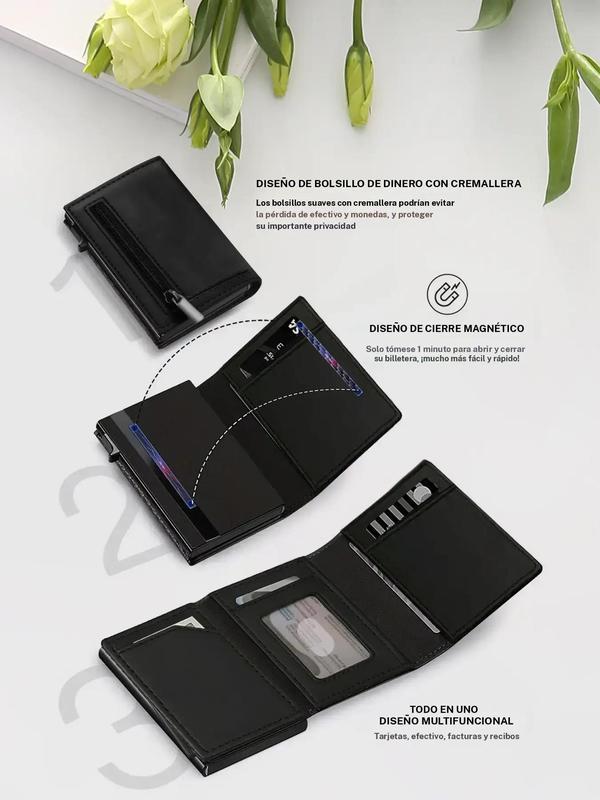 Billetera Slim para Hombre con RFID – Porta Tarjetas de Crédito, ID y Banco, Estuche de Metal de Aluminio, Minimalista y Inteligente, Monedero para Todas las Estaciones