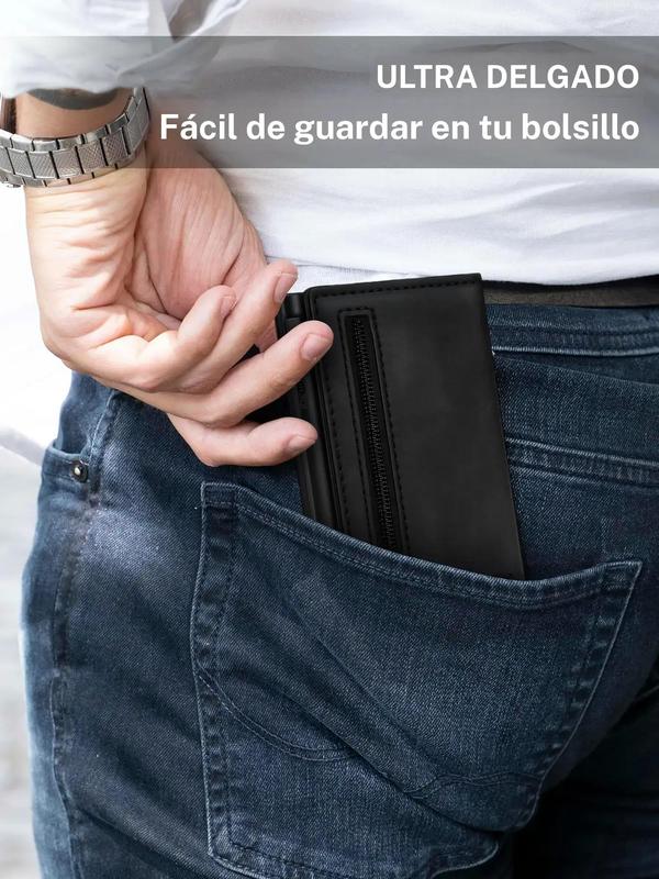Billetera Slim para Hombre con RFID – Porta Tarjetas de Crédito, ID y Banco, Estuche de Metal de Aluminio, Minimalista y Inteligente, Monedero para Todas las Estaciones