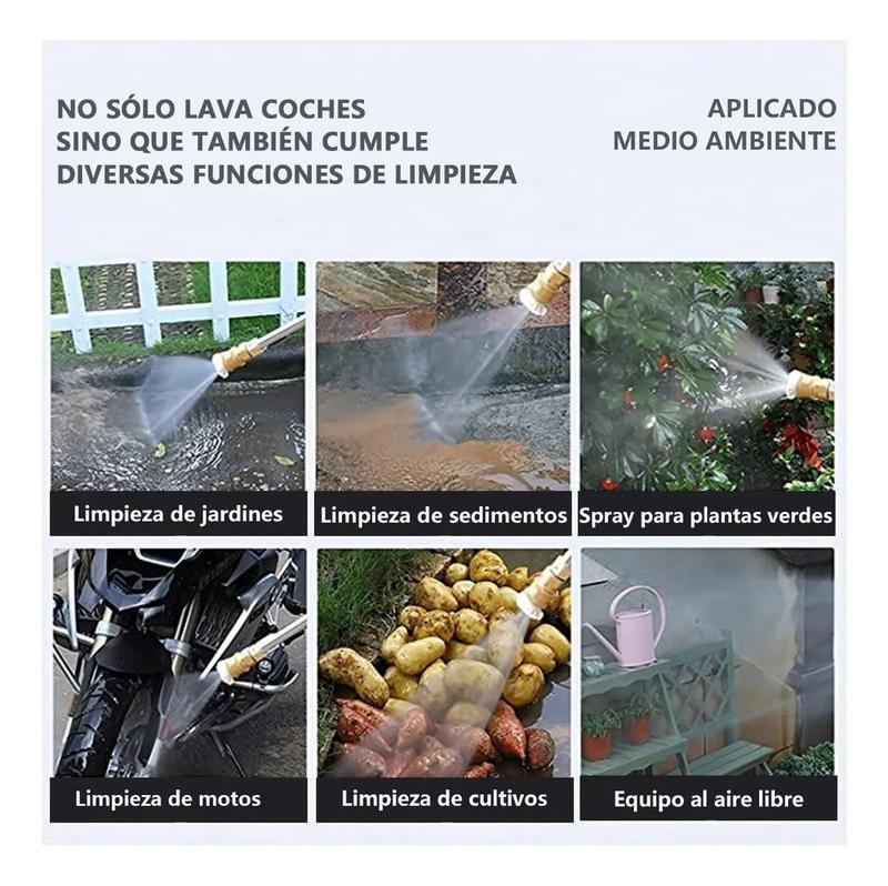 Hidrolavadora Eléctrica Portátil e Inalámbrica 550W – 680 PSI, Incluye 2 Baterías y Manguera de 5 m, Pistola para Limpieza