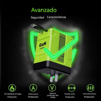 Cargador 4-en-1 GaN 60W – Compatible con USB-C y Lightning Retráctil, Potencia Máxima 120W, Control Inteligente de Temperatura, Carga Segura y Rápida