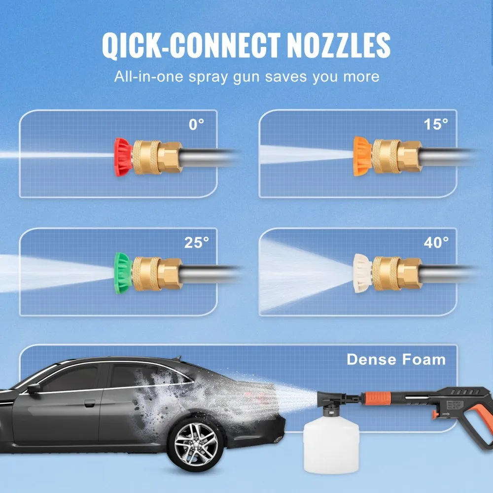 Hidrolavadora Eléctrica VEVOR con Boquillas y Cañón de Espuma