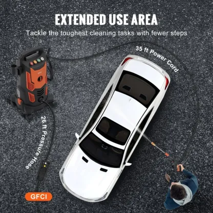 Hidrolavadora Eléctrica VEVOR con Boquillas y Cañón de Espuma