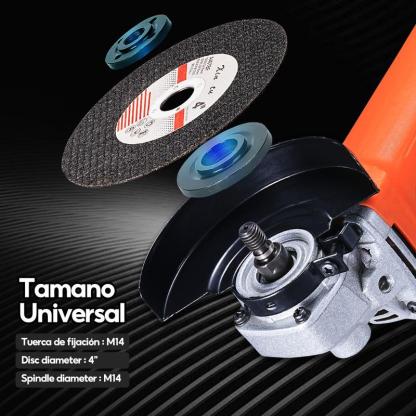Amoladora Angular Profesional 860W, 19,500 RPM, 3 Niveles de Potencia, Incluye 10 Rodajas, Pulidora y Esmeriladora