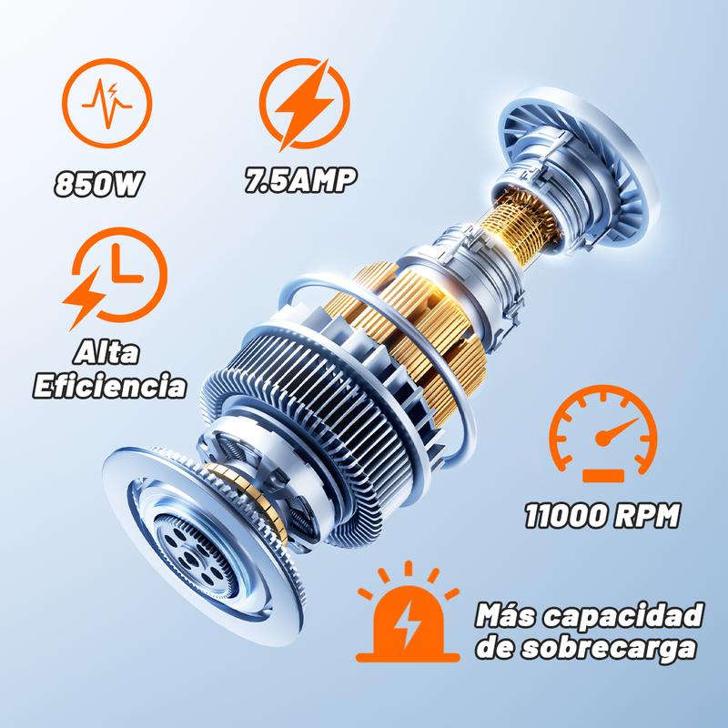 Amoladora Angular Profesional 860W, 19,500 RPM, 3 Niveles de Potencia, Incluye 10 Rodajas, Pulidora y Esmeriladora