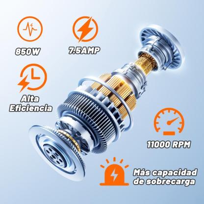 Amoladora Angular Profesional 860W, 19,500 RPM, 3 Niveles de Potencia, Incluye 10 Rodajas, Pulidora y Esmeriladora