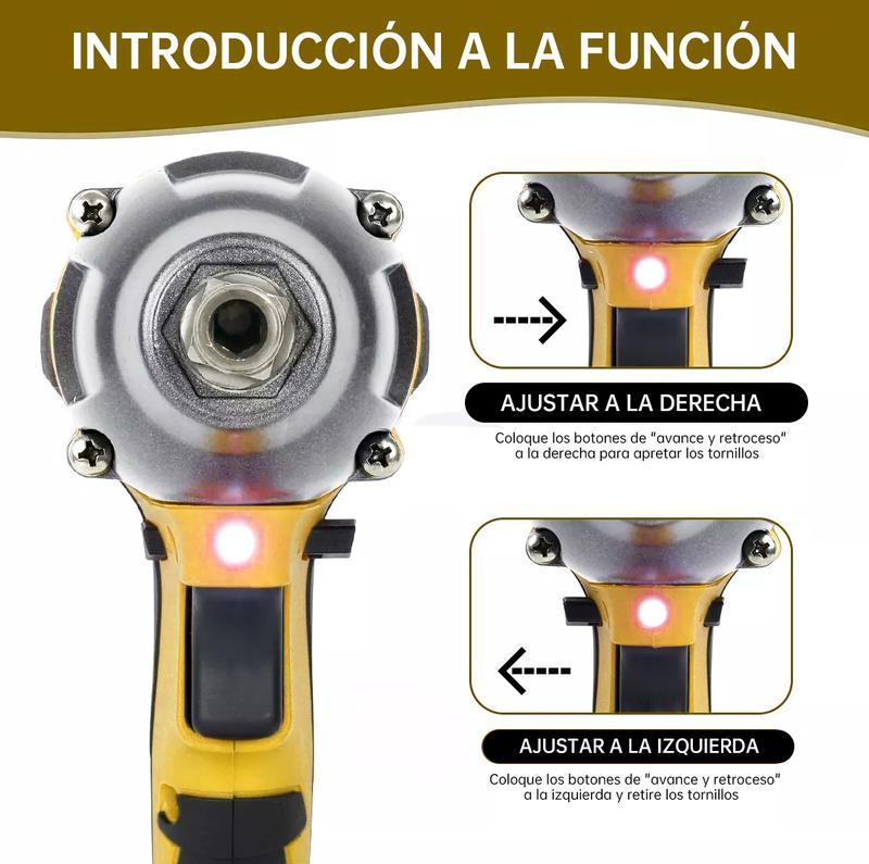 Taladro Atornillador de Impacto Recargable, 2 Baterías + 31 Accesorios – Ideal para Mecánica, Hogar y Construcción, Cambio de Llantas, Muebles y Proyectos DIY