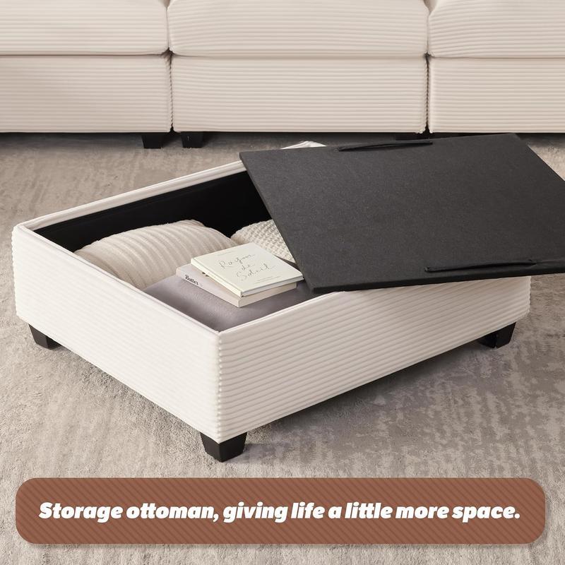 Sofá Seccional Modular Oversize 125” de Pana, en Forma de U con Almacenamiento, Sofá Convertible de 5 Plazas, Cómodo con Espuma de Memoria para Sala de Estar – 5 a 7 Paquetes