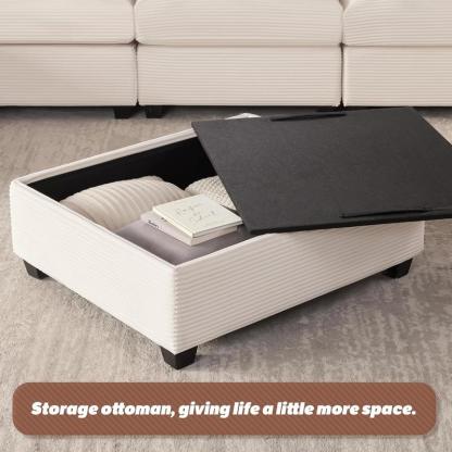 Sofá Seccional Modular Oversize 125” de Pana, en Forma de U con Almacenamiento, Sofá Convertible de 5 Plazas, Cómodo con Espuma de Memoria para Sala de Estar – 5 a 7 Paquetes