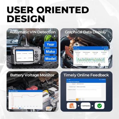 Escáner TOPDON AD500 OBD2 – Restablece aceite, SAS y mariposa. Diagnóstico: motor, ABS, SRS, transmisión. AutoVIN, lector de códigos, prueba de batería, actualización WiFi gratuita de por vida y función de dirección.