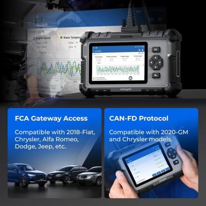 Escáner TOPDON AD500 OBD2 – Restablece aceite, SAS y mariposa. Diagnóstico: motor, ABS, SRS, transmisión. AutoVIN, lector de códigos, prueba de batería, actualización WiFi gratuita de por vida y función de dirección.