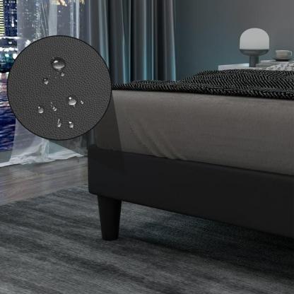 Cama HOMBCK LED, Sin Colchón – Cama Moderna y Suave con Cabecera de Cuero de Lujo, Luz Ajustable por App, No Requiere Base