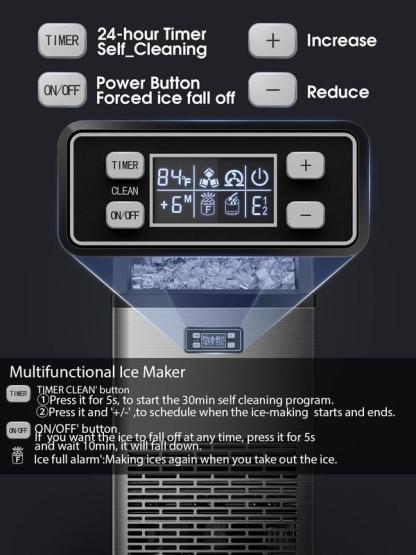 Máquina de Hielo Comercial V2.0 – 100 lbs, Doble Forma de Agregar Agua, Auto-Limpieza, Temporizador 24h, Canasta de 33 lbs, Acero Inoxidable, para Escuela, Hogar, Bar, RV