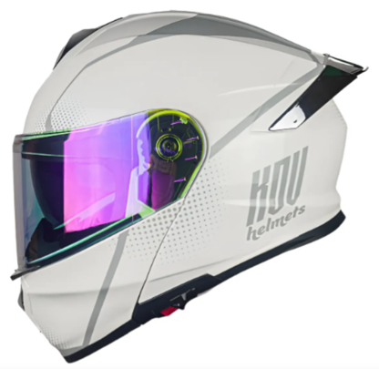 Casco De Moto Kov Thunder Waves Blanco Certificado Dot