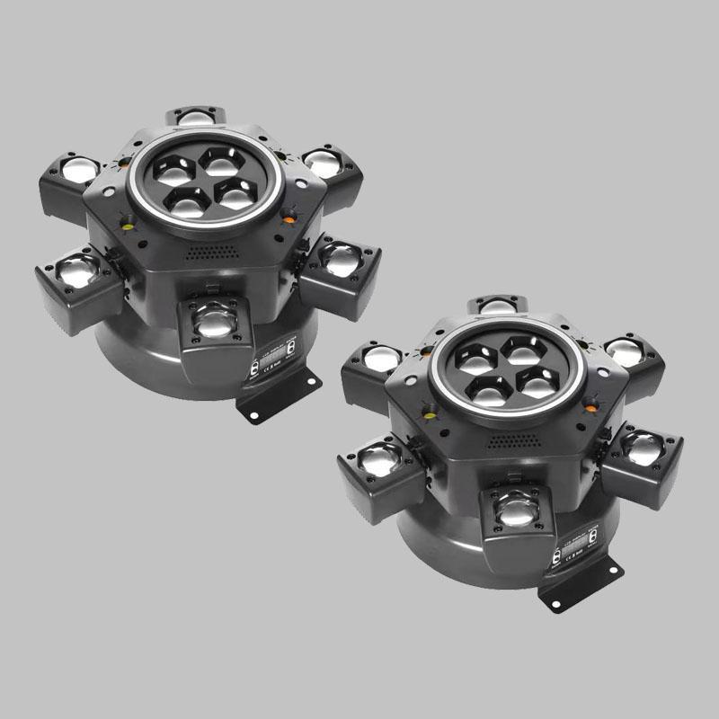 Luz Móvil DJ para Fiestas, LED RGBW 6 en 1 con 6 Brazos, Soporte DMX-512 y Activada por Sonido, Iluminación Profesional para Escenarios y Eventos