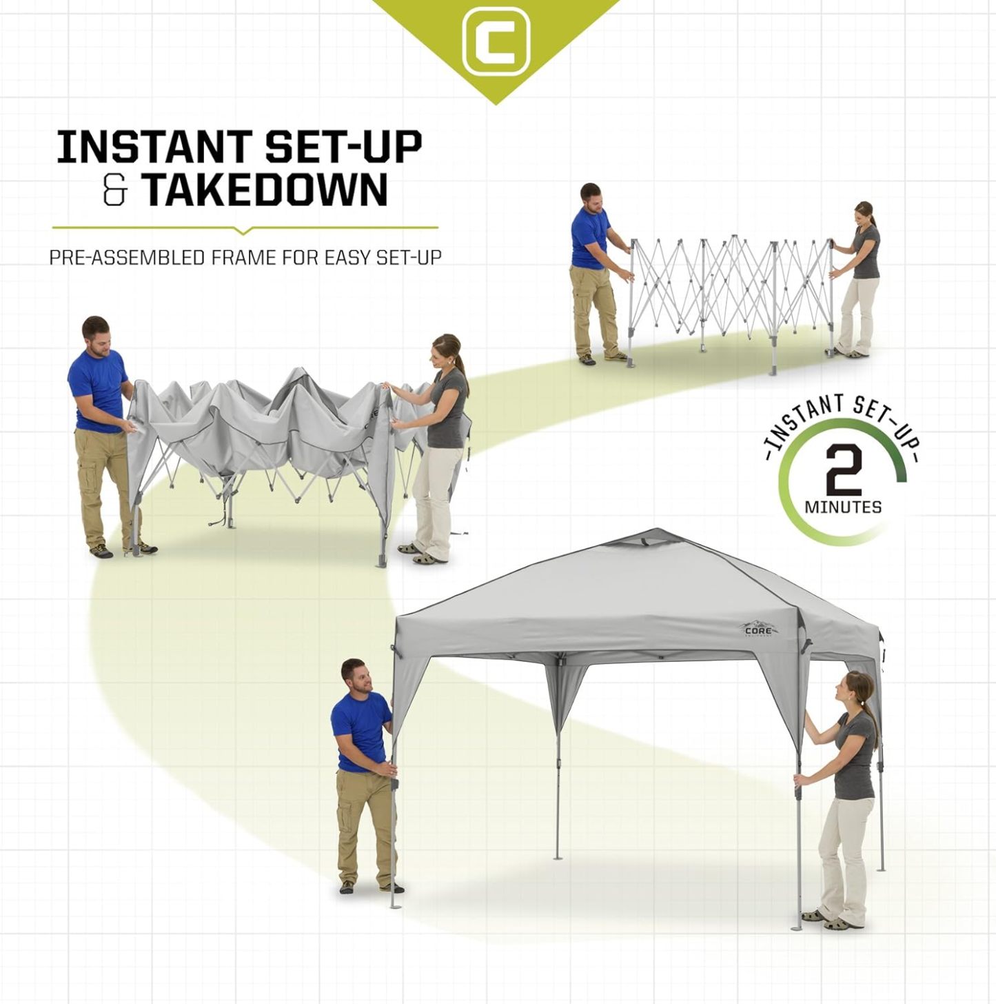 Tienda de Campaña Instantánea 10’x10’ con Dosel y Bolsa de Transporte con Ruedas – Montaje Rápido para Exterior, Jardín o Playa