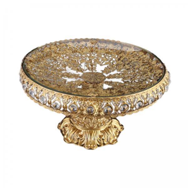 Bandeja de Vidrio Dorado para Servir – Plato Decorativo para Frutas, Postres y Comida, Centro de Mesa Multifuncional