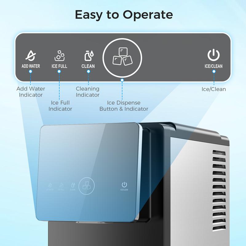 COWSAR Máquina de Hielo Tipo Nugget con Dispensador Automático – Produce 33 lbs/24h en 15 Min, Almacenamiento de Hielo de 33 lbs, Indicador de Hielo Lleno, Autolimpieza, Ideal para Cocina, Oficina, Bar y Fiesta