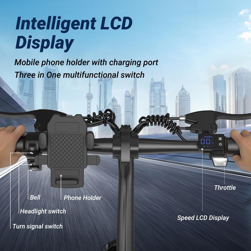 Bicicleta Eléctrica AOVOPRO & OLTVOGUE – 750W de Potencia Máxima, 35 km/h, Llantas Neumáticas de 14", Autonomía 35–65 km, Plegable, Asiento Doble y Altura Ajustable